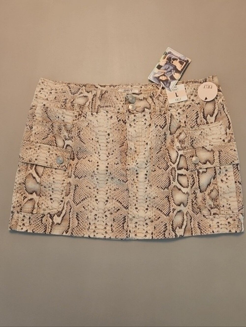 Snake Print Python Mini Skirt in Neutral Tones